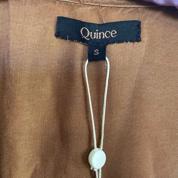 Quince Vintage Wash Tencel Button Front Tie Back Dress Terracotta Size Small - Picture 3 of 13